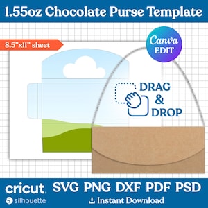 1.55oz Chocolate Bar Purse Template, Chocolate Template, Candy Bar Template, Bar Purse Template, Chocolate Bar Purse Wrapper, Canva Editable