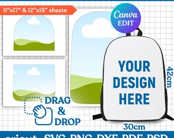 Backpack Sublimation Template, Shoulder Bag Sublimation, Bag Sublimation, Photo Bag Sublimation, Preschool Bag Sublimation, Canva Editable