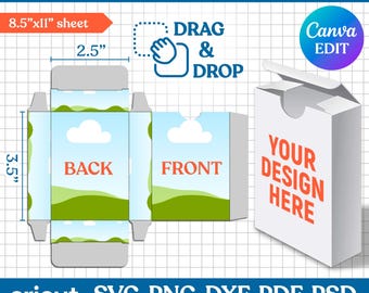 Blank Playing Card Box Template Svg, Poker Card Box Template, Cut Files, DIY Trading Card Box Template, Cricut, Silhouette, Canva Editable