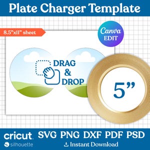 5&quot; Plate Charger Template, Plate Insert Template, Circle Template, Round Charger Template, Round Blank Plate, Printable, DIY, Canva Editable