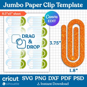 Plantilla de clip gigante, marcador de clip SVG, clip SVG, clip de bocadillo SVG, archivo láser de clip, sublimación de clip, Canva editable