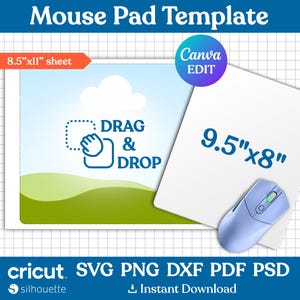 Mouse Pad Template, Rectangle Mouse Pad Template, Mouse Pad Sublimation Template, Mouse Pad Svg, Mouse Pad Personalized, DIY, Canva Editable