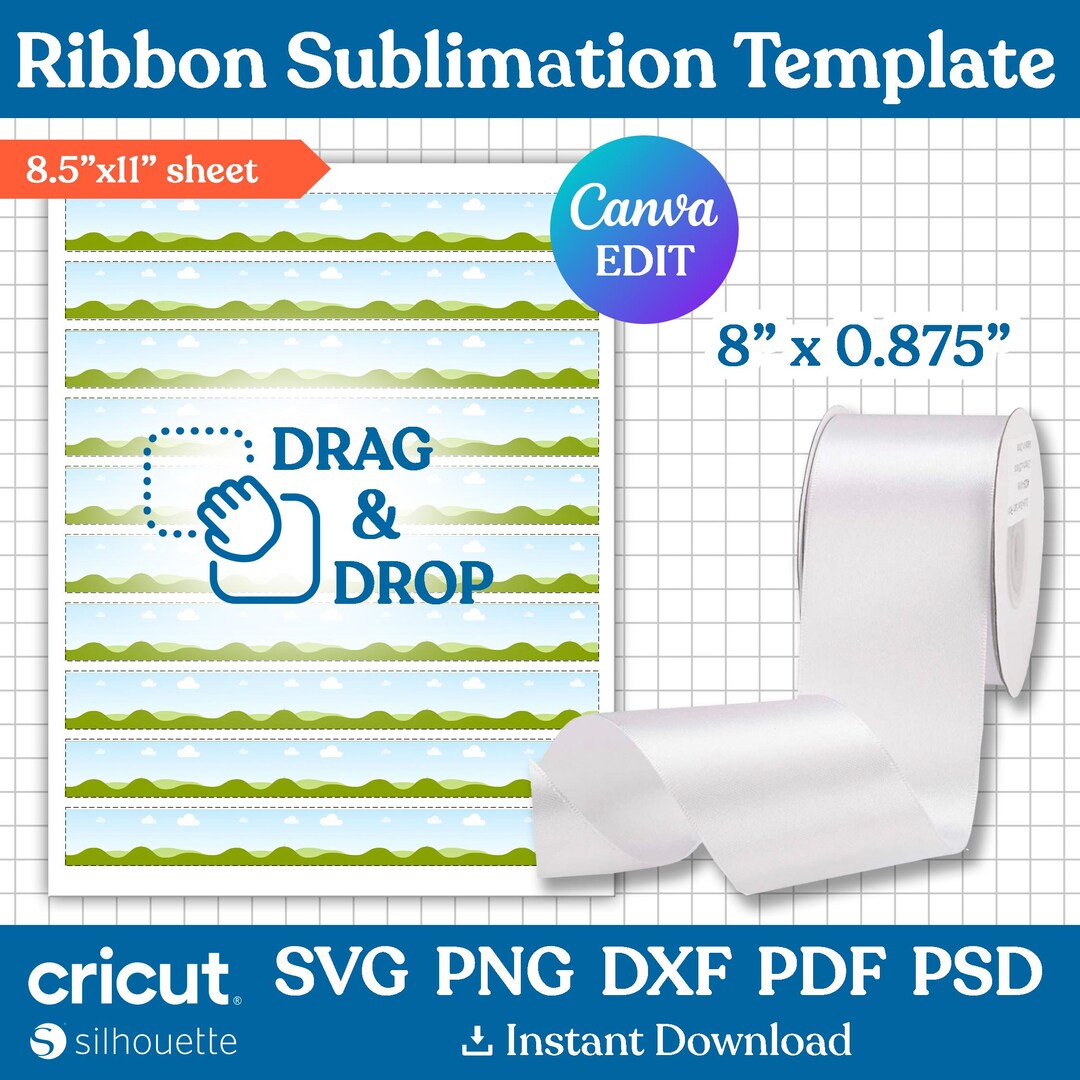 Ribbon Sublimation Template, Satin Ribbon Template, Satin Ribbon Svg ...