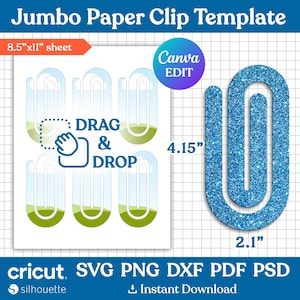 Jumbo Paperclip Vorlage, Paperclip Lesezeichen svg, Paperclip svg, Snack Clip svg, Paperclip Laser-Datei, Paperclip Sublimation, Canva editierbar