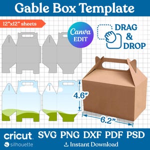 4,6 "Giebel Box Vorlage, Giebel Box Vorlage, Giebel Box svg, Party Favor Box, Box Vorlage, Geschenkbox svg, DIY Box Vorlage, Canva bearbeitbar