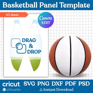 Basketball Panel Template Svg, Basketball Panel Blank Template, Custom Basketball Ball Wrap, Basketball Ball Panel Template, Canva Editable