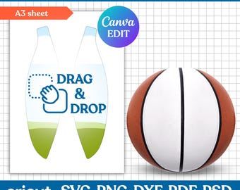 Basketball Panel Vorlage SVG, Basketball Panel leere Vorlage, benutzerdefinierte Basketball Ball Wrap, Basketball Ball Panel Vorlage, Canva bearbeitbar