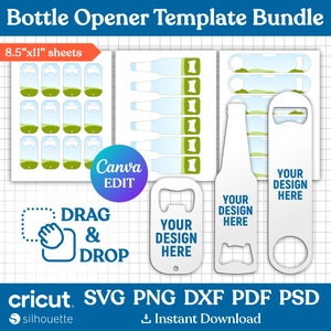 Bottle Opener Bundle, Bottle Opener Template Svg, Stainless Steel Bottle Opener, Beer Bottle Opener Sublimation Template, Canva Editable