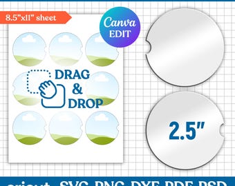 2.5" Car Coaster Template Svg, Car Cup Coaster Template, Car Coaster Sublimation, Geode Car Coaster, Car Coaster Blank, png, Canva Editable