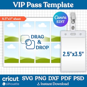 Sjabloon VIP-pas, sjabloon ID-badge, sjabloon pas, VIP-badge, naamkaartje, naam-ID-badge, blanco sjabloon badge, afdrukbaar, bewerkbaar op canvas