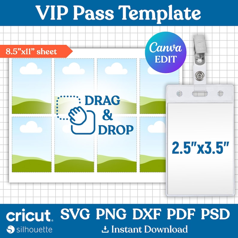 Vip Dxf VIP Pass Template, ID Badge Template, Pass Template, Vip Badge, Name ...