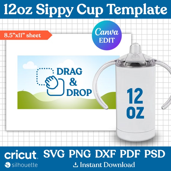12oz Sippy Cup Tumbler Template, Sippy Cup Wrap Template Svg, Sippy Sublimation Template, Sippy Cup Blank Template, png, Canva Editable