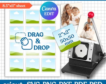 2x2 Square Fridge Magnet Template, Magnet Maker Template, Magnet Machine Template, Square Magnet Template, Magnet Template, Canva Editable
