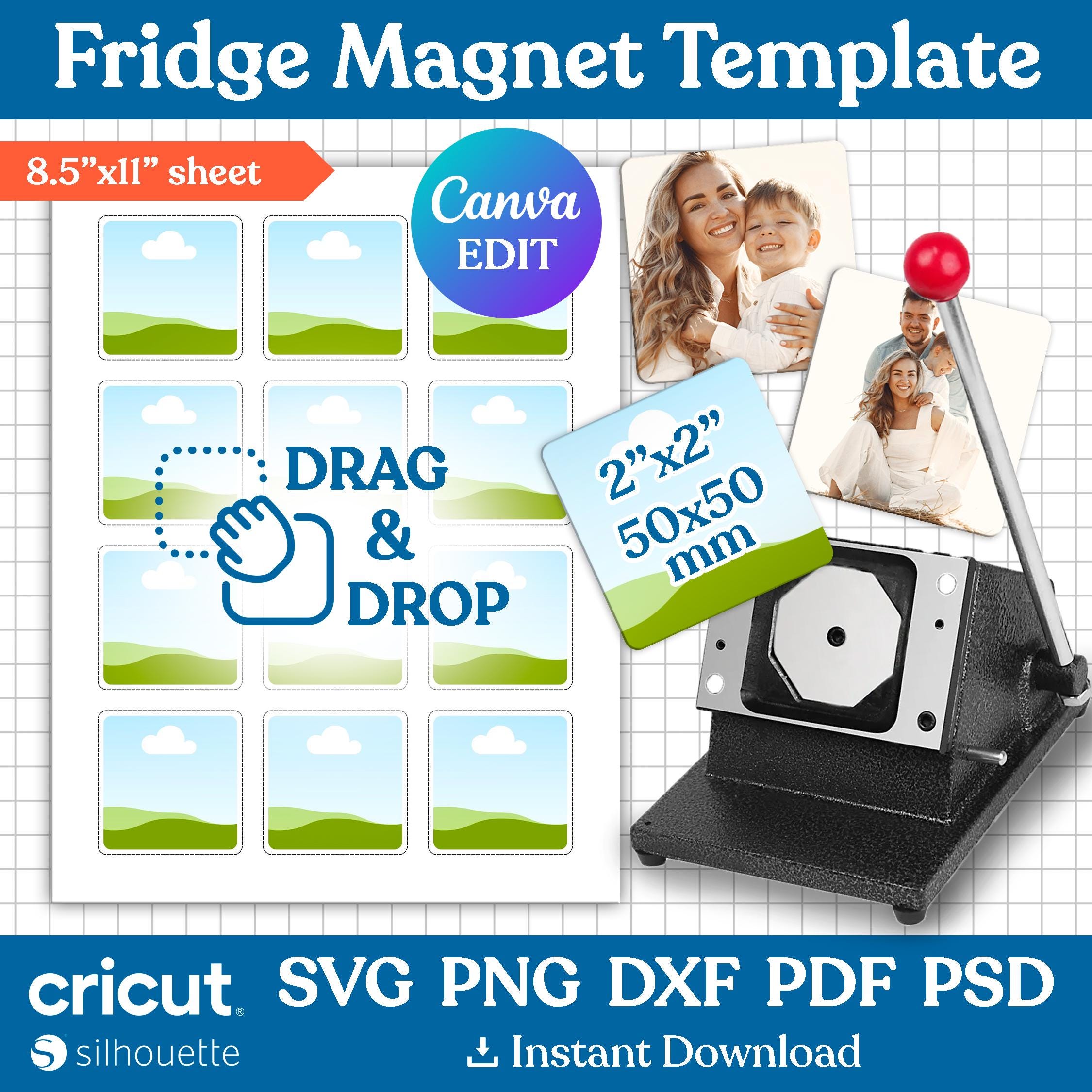 2x2 Square Fridge Magnet Template, Magnet Maker Template, Magnet ...