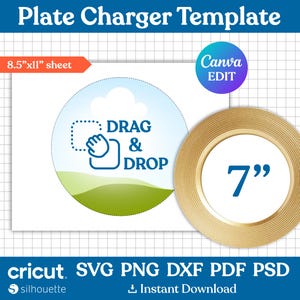 7&quot; Plate Charger Template, Plate Insert Template, Circle Template, Round Charger Template, Round Blank Plate, Printable, DIY, Canva Editable