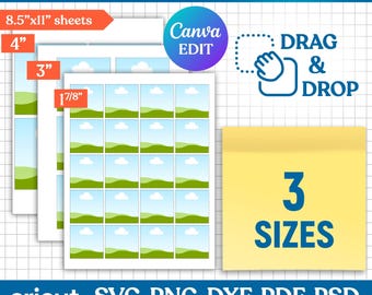 Sticky Note Template, Custom Sticky Notes, Sticky Note Blank, Note Page, Note Templates, Sticker for Planner, Printable, DIY, Canva Editable