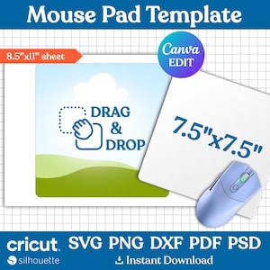 7.5&quot; Mouse Pad Template, Square Mouse Pad Template, Mouse Pad Sublimation Template, Mouse Pad Svg, Mouse Pad Personalized, Canva Editable