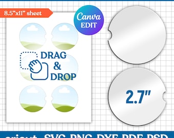 2.7" Car Coaster Template Svg, Car Cup Coaster Template, Car Coaster Sublimation, Geode Car Coaster, Car Coaster Blank, png, Canva Editable