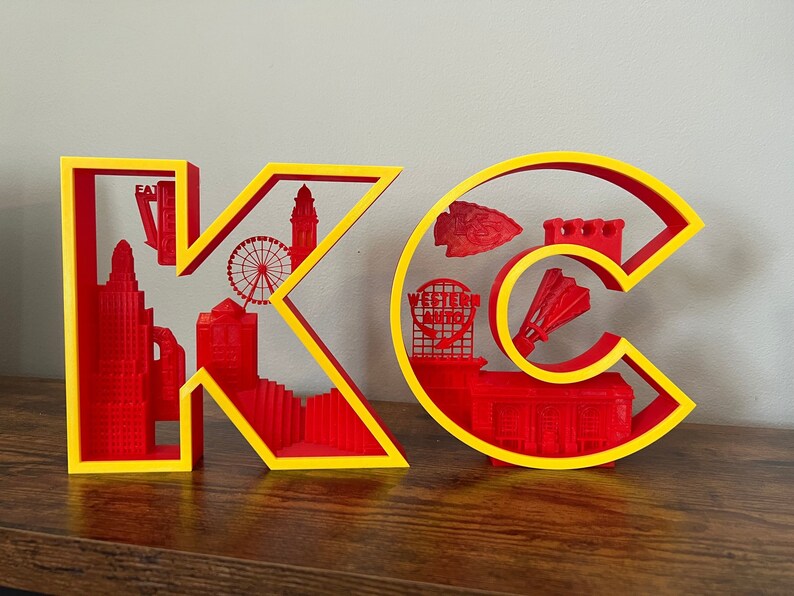 Kc Letters Yellow 3D Printed Kansas City KC Decorative Letters - Etsy
