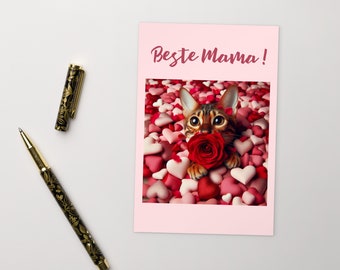 Glückwunschkarte - Bengal Katze - BengiCat - Muttertag / 10x15 cm