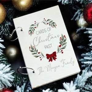 Personalized Christmas card holder Keepsake Holiday card storage Custom Christmas Memory Book Family Christmas Cards Keeper Xmas card Album