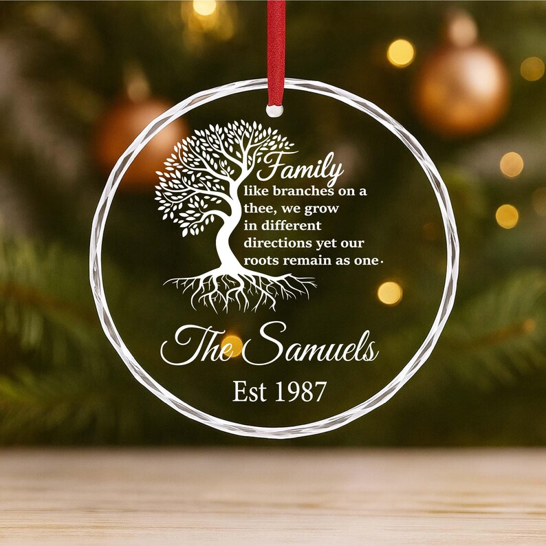 Family Tree Ornament – Personalized Glass Ornament With Name & Year ...