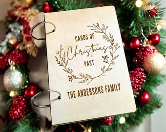Personalized Christmas card holder Keepsake Holiday card storage Custom Christmas Memory Book Family Christmas Cards Keeper Xmas card Album