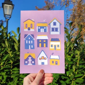 Carte illustrée Petites maisons A5