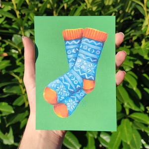 Carte illustrée Chaussettes colorées n1 A6