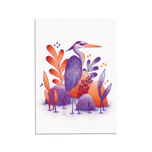 Carte illustrée Héron A4