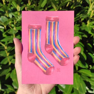 Carte illustrée Chaussettes colorées n2 A6