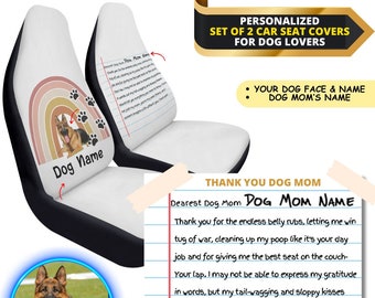 Custom Dog Car Seat Cover Thank You Letter to Dog Mom Rainbow Personalized Dog Photo Name Pet Car Seat Cover Dog Pet Lover Gift Dog Mom Gift