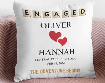 Personalized Engaged Pillow Congratulations Gift Engagement Gift For Couple Him Just Engaged Future Mrs Custom Names Venue Date Cushion Gift