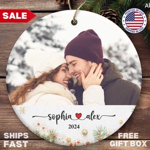 Custom Couple Ornament Photo Personalized Couple Christmas Ornament Dating Ornament Couples Gift For Her Christmas Gift Anniversary Gift