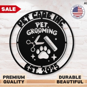 Custom Dog Grooming Sign Pet Grooming Metal Sign Xmas Pet Grooming Gift for Pet Groomer Gift Grooming Salon Wall Decor Pet Salon Wall Art
