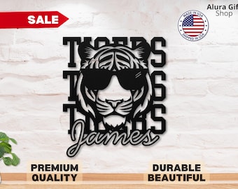 Personalized Metal Tiger Sign, Custom Name Wall Art