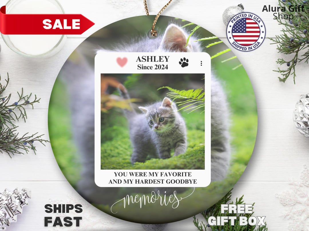 Custom Cat Memorial Ornament Cat Picture Photo Memory Cat Christmas ...
