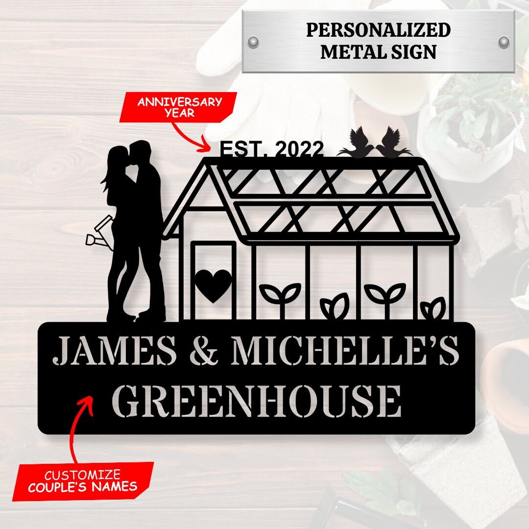 Custom Gardening Metal Sign - Greenhouse of Love - Personalized Metal ...