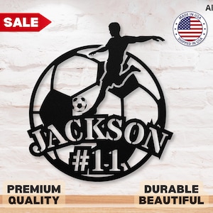 Custom Soccer Metal Sign Soccer Sign Soccer Name Sign Soccer Decor Football Metal Wall Art Custom Soccer Player Gift for Soccer Team Gift