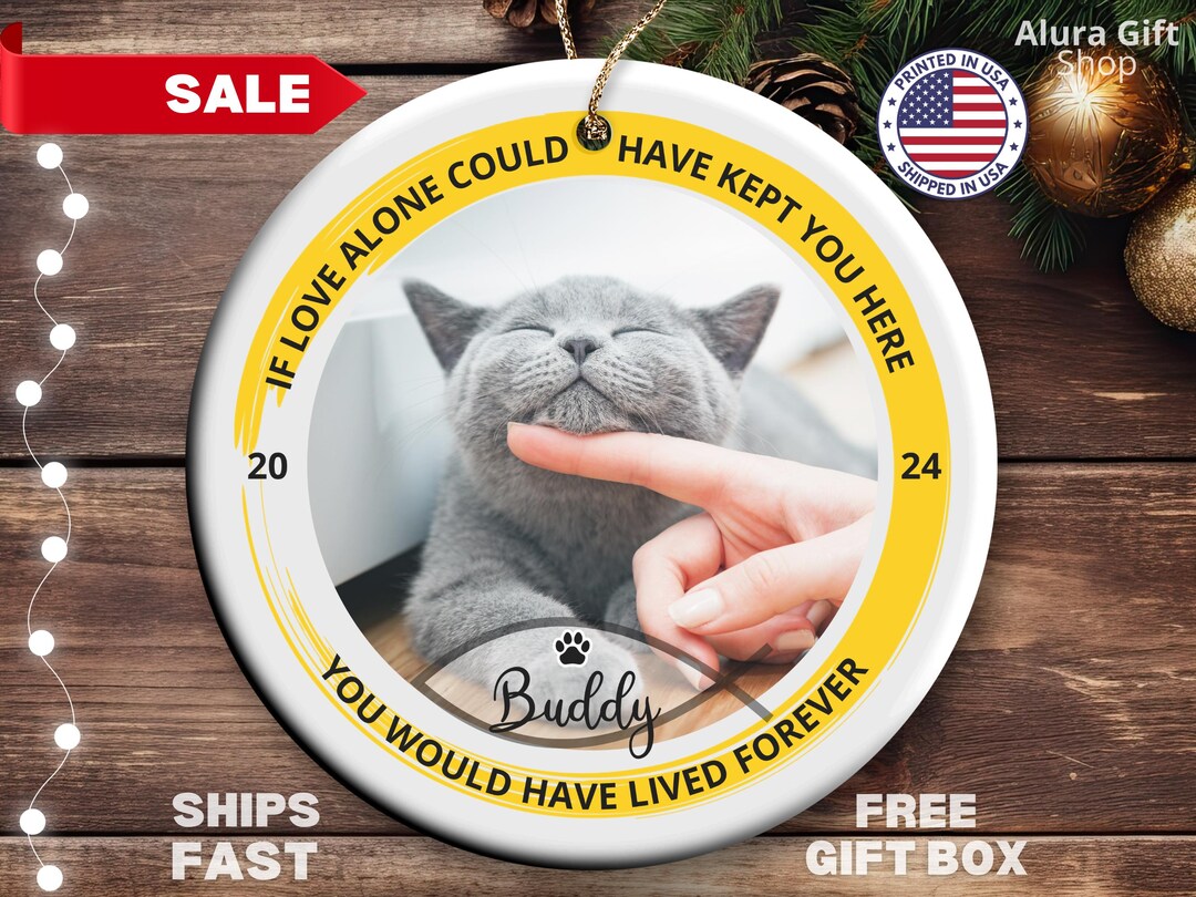 Custom Cat Memorial Ornament Cat Photo Pet Memory Cat Christmas ...