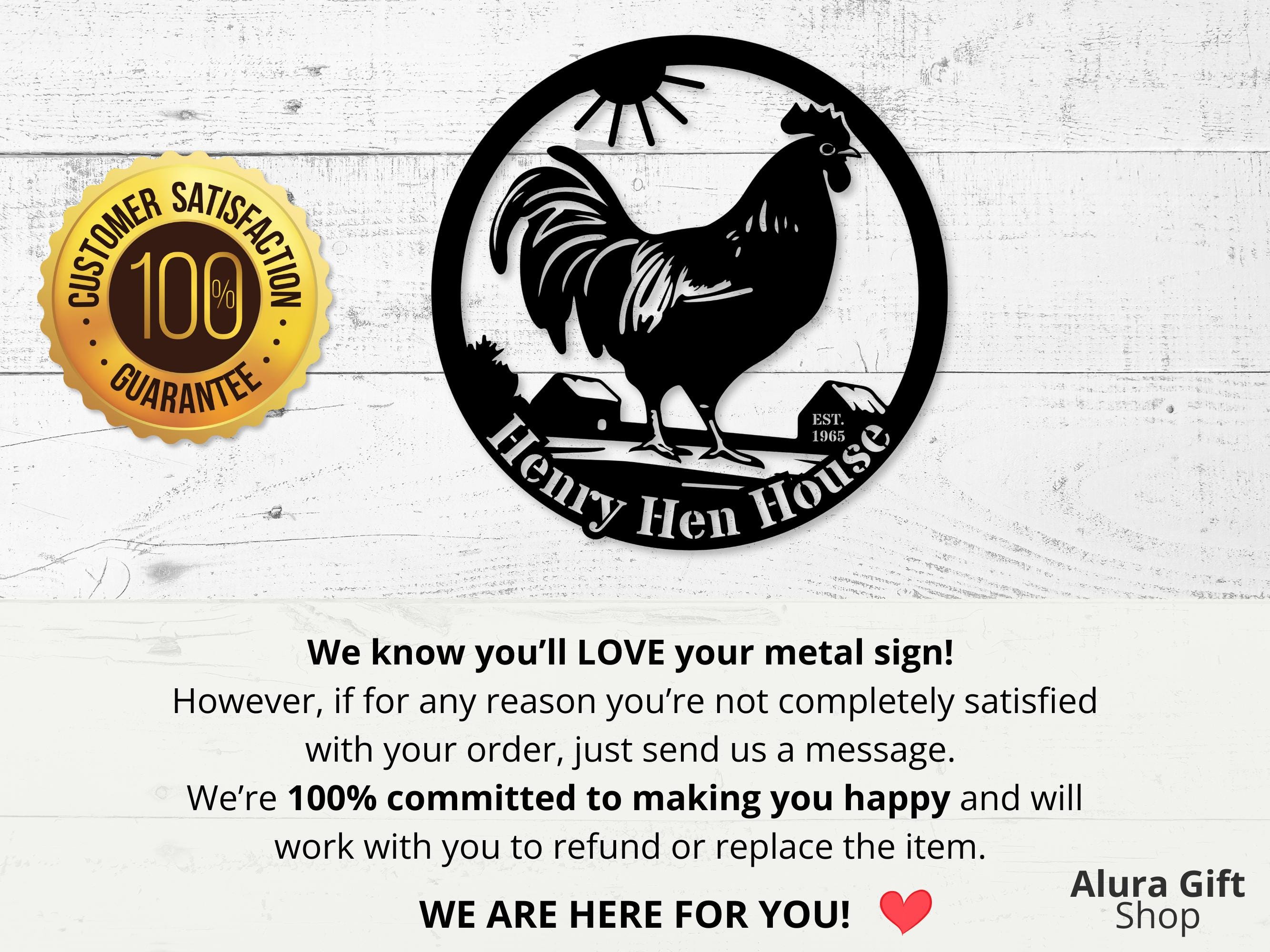 Metal Round Chicken Sign Custom Farmhouse Sign Farm Metal Sign Chicken ...