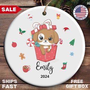 Custom Girls Christmas Ornament Cute Dog Girl Ornament Little Girl Ornament Baby Girl First Christmas Gift For Girl Christmas Gift for Girl