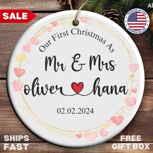 First Christmas Married Ornament, First Christmas Married Christmas Ornament, Our First Christmas As Mr And Mrs Ornament, Wedding Ornament