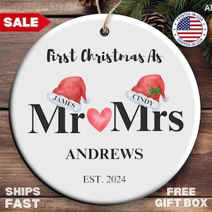 First Christmas Married Ornament, First Christmas Married Christmas Ornament, Our First Christmas As Mr And Mrs Ornament, Wedding Ornament