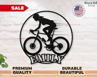 Custom Bicycle Sign Metal Bicycle Gift for Women Bike Gift for Her Bicycle Lover Gift Xmas Cycling Gift for Women Metal Bicycle Wall Decor