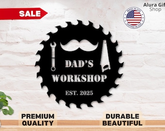 Custom Papas Workshop Metal Sign Fathers Day Sign Father Day Gift for Papa Gift for Grandpa Gift for Dad Garage Sign Papaw Man Cave Wall Art