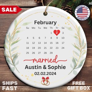 Custom Wedding Date Ornament Wedding Calendar Ornament Married Ornament Calendar Married Calendar Ornament Wedding Gift Anniversary Gift