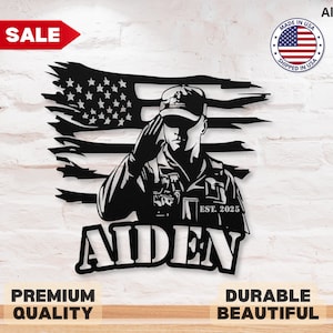 Custom Army Veteran Metal Sign 4th of July Metal Sign Military Gift Army Veteran Gift Veteran Wall Art Veteran Decor Veteran Retirement Gift