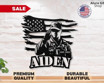 Custom Army Veteran Metal Sign 4th of July Metal Sign Military Gift Army Veteran Gift Veteran Wall Art Veteran Decor Veteran Retirement Gift
