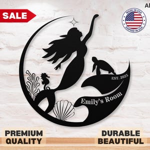Custom Mermaid Metal Sign Mermaid Sign Metal Mermaid Wall Art Mermaid Wall Decor Mermaid Gift for Girl Mermaid Lover Gift Girls Room Decor